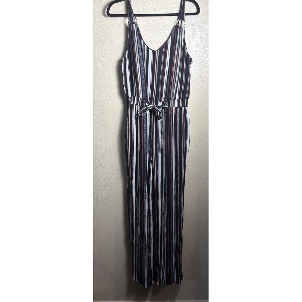 Derek Heart Jumpsuit Striped XL Blue White Sleeveless Boho Nautical Summer